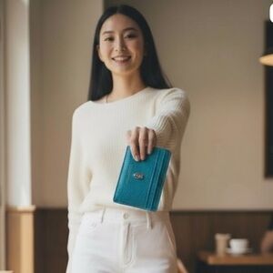 LOW START Kurt Geiger Teal Card Holder NWOT